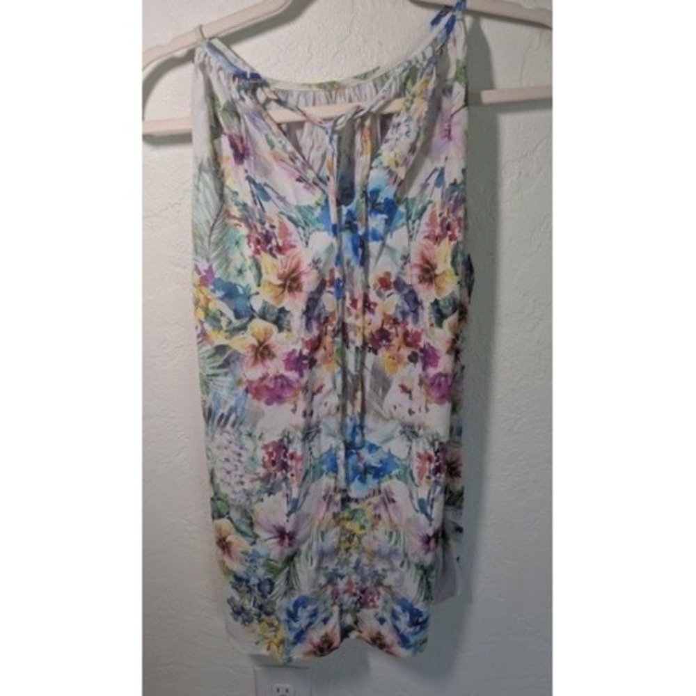 Fifteen Twenty Floral Print Tie Strap Tank Top Blouse White Multicolor‎ M